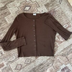 Brown Button-Up Women's Long Sleeve